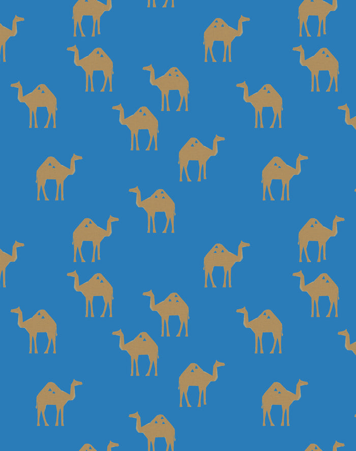 'Oasis Camels' Wallpaper by Tea Collection - Azure
