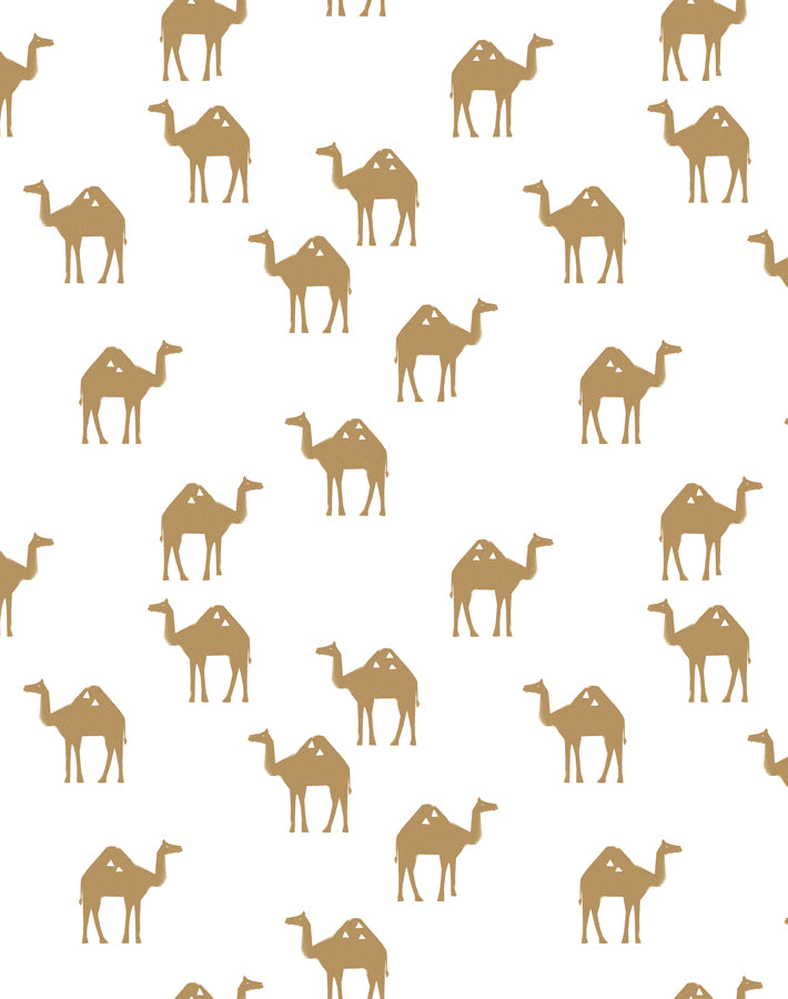'Oasis Camels' Wallpaper by Tea Collection - White