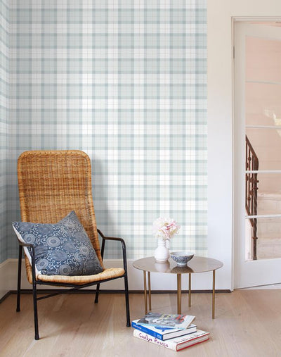 'Oban Plaid' Wallpaper by Wallshoppe - Fog