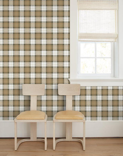 'Oban Plaid' Wallpaper by Wallshoppe - Leather