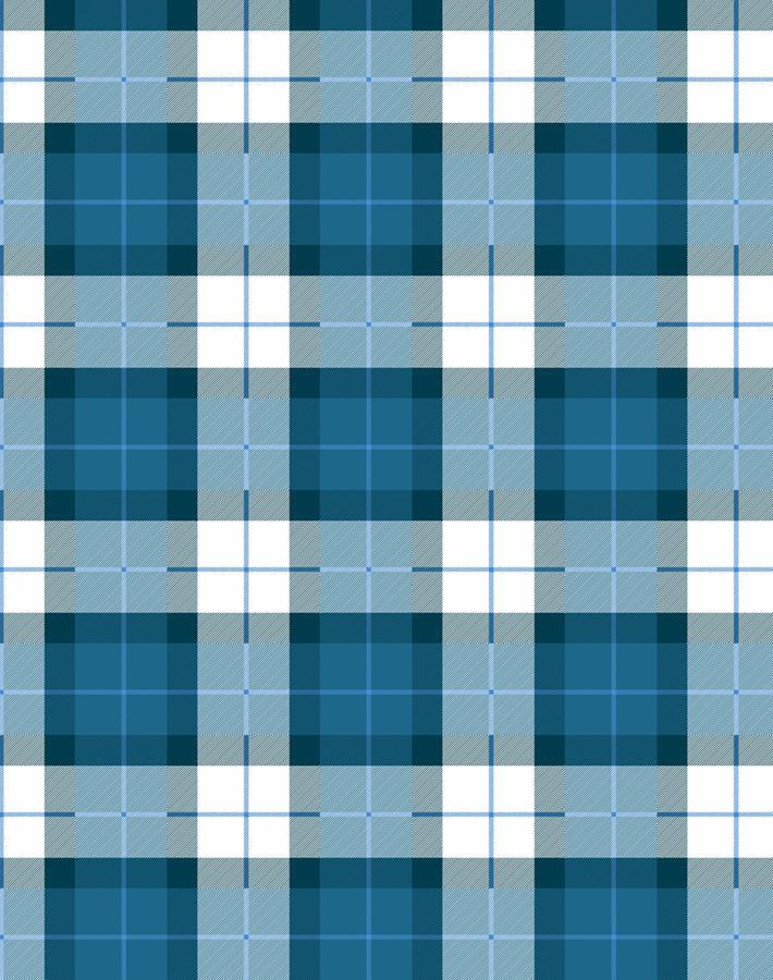 'Oban Plaid' Wallpaper by Wallshoppe - Cadet Blue