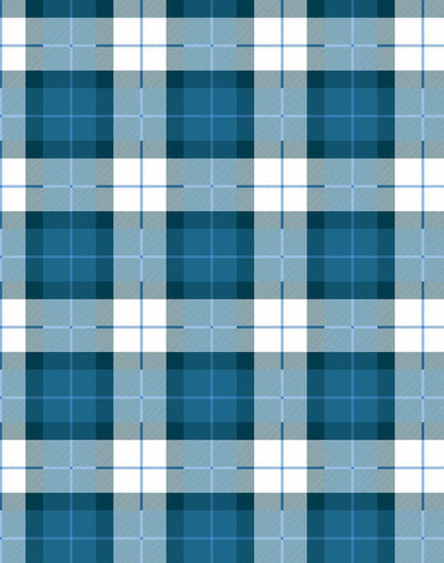 'Oban Plaid' Wallpaper by Wallshoppe - Cadet Blue