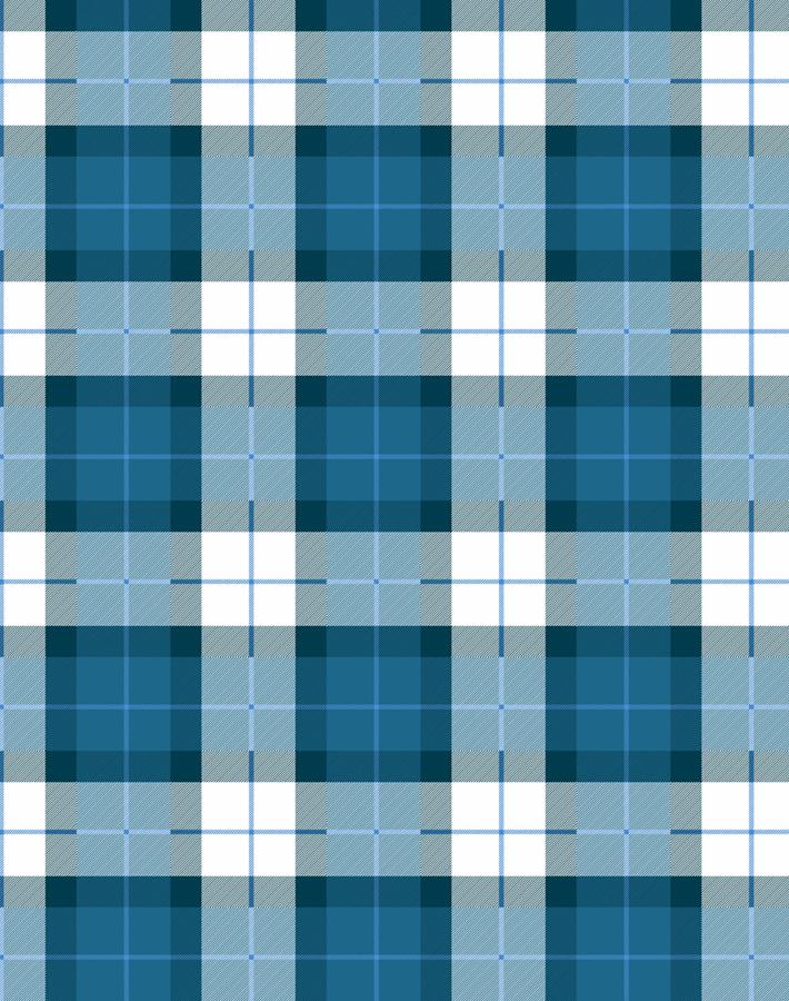 'Oban Plaid' Wallpaper by Wallshoppe - Cadet Blue