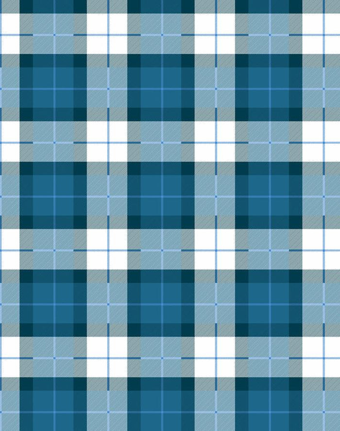 'Oban Plaid' Wallpaper by Wallshoppe - Cadet Blue