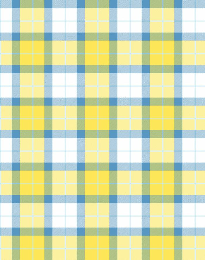 Papier peint « Oban Plaid » par Wallshoppe - Bleu jonquille