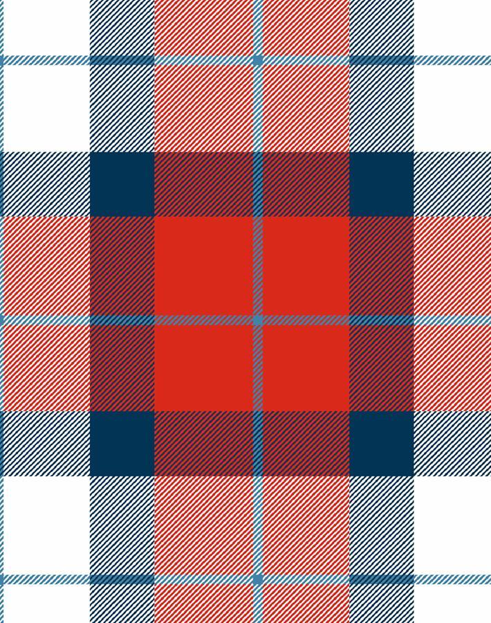 'Oban Plaid' Wallpaper by Wallshoppe - Red Blue