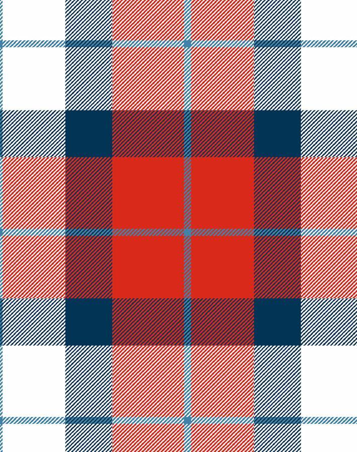 'Oban Plaid' Wallpaper by Wallshoppe - Red Blue