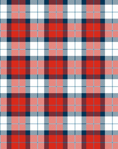 'Oban Plaid' Wallpaper by Wallshoppe - Red Blue