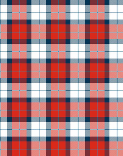 'Oban Plaid' Wallpaper by Wallshoppe - Red Blue