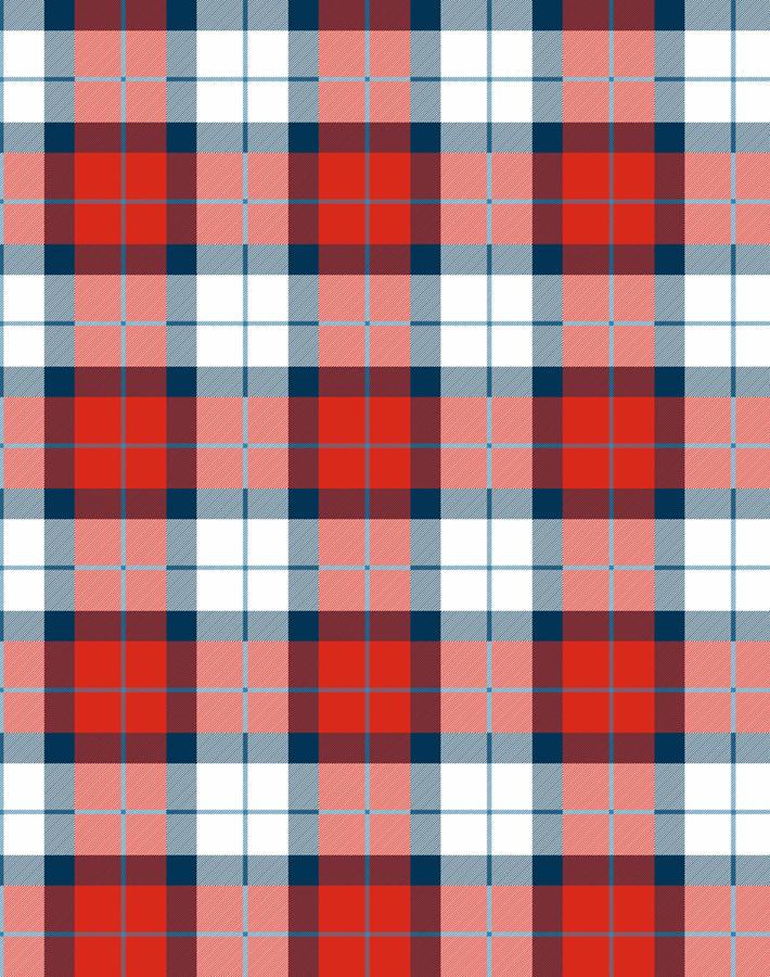 'Oban Plaid' Wallpaper by Wallshoppe - Red Blue