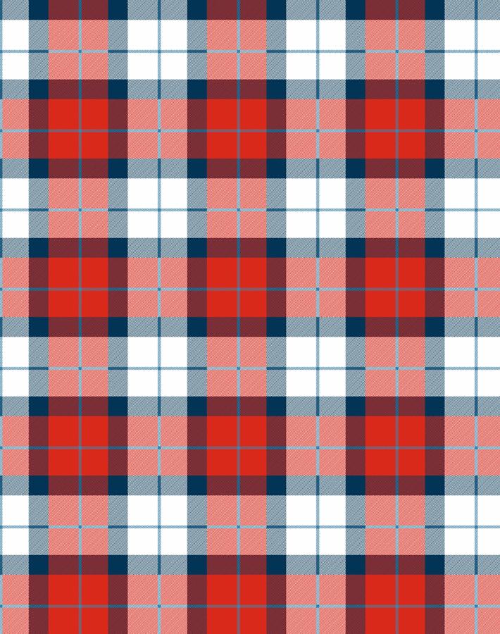 'Oban Plaid' Wallpaper by Wallshoppe - Red Blue