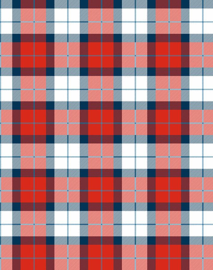 'Oban Plaid' Wallpaper by Wallshoppe - Red Blue