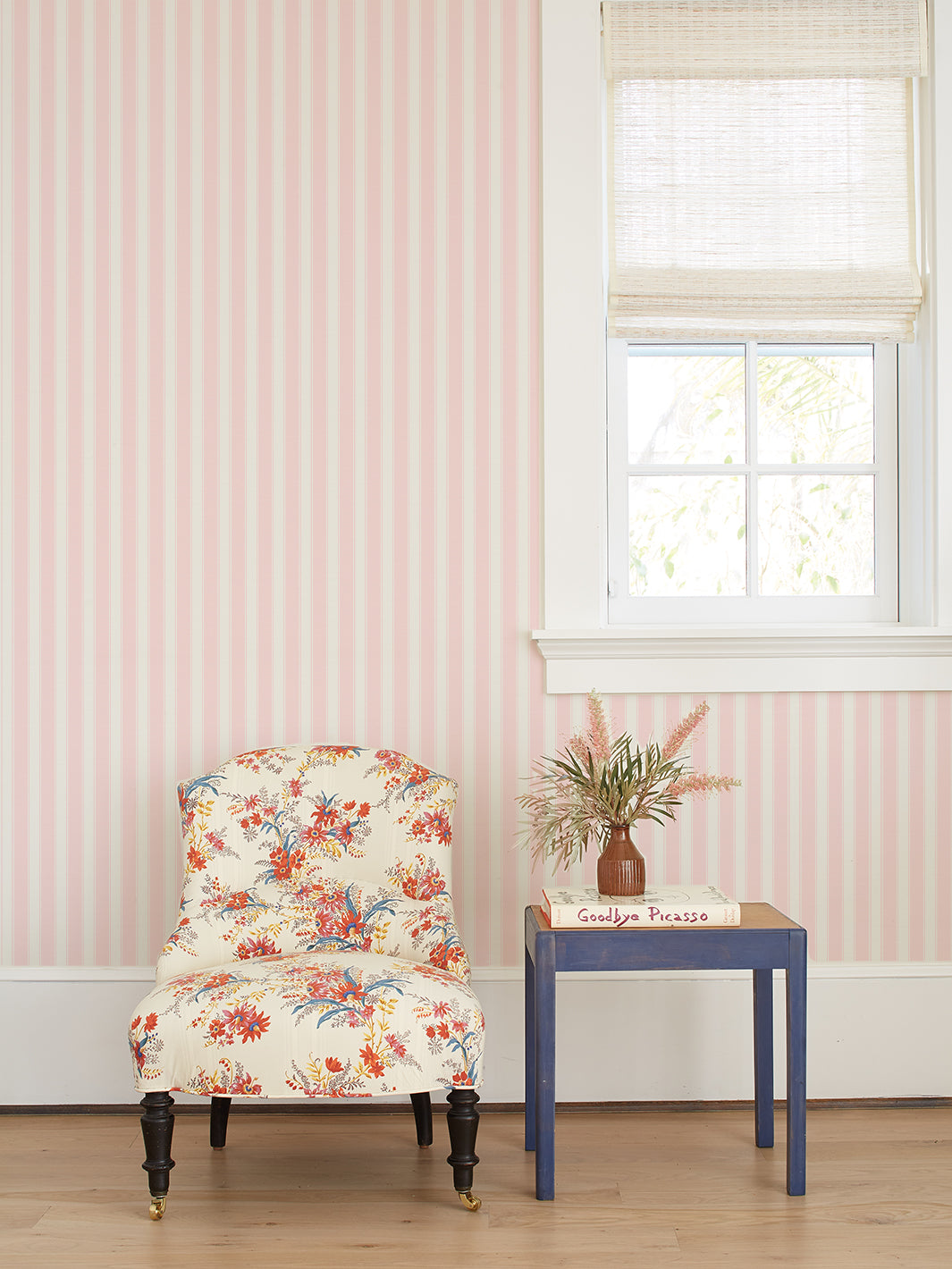 'Ojai Stripe' Wallpaper by Wallshoppe - Pink