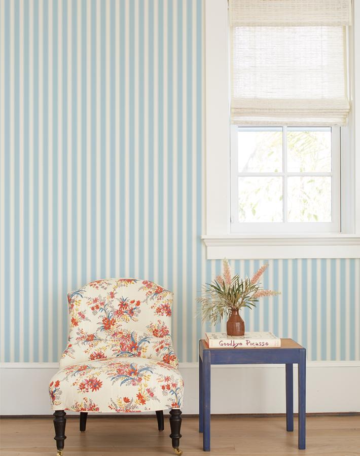 'Ojai Stripe' Wallpaper by Wallshoppe - Baby Blue