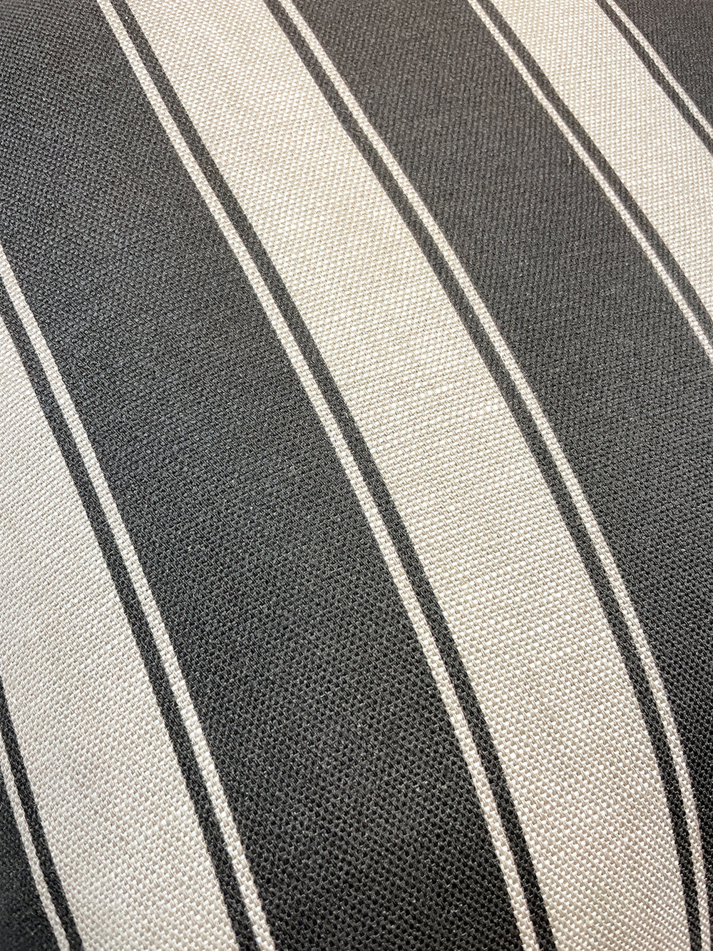 ojai stripe throw pillow black on flax linen
