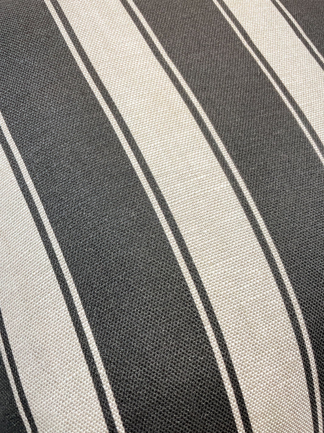 'Ojai Stripe' Throw Pillow - Black on Flax Linen