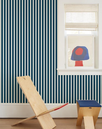 'Ojai Stripe' Wallpaper by Wallshoppe - Navy