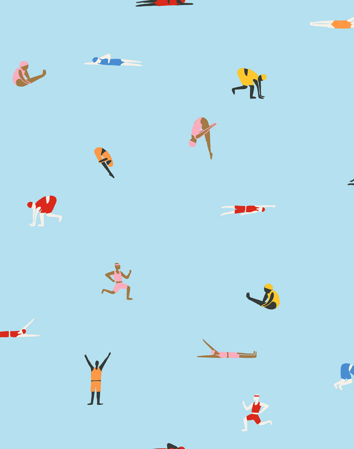 'Olympians' Wallpaper by Tea Collection - Baby Blue