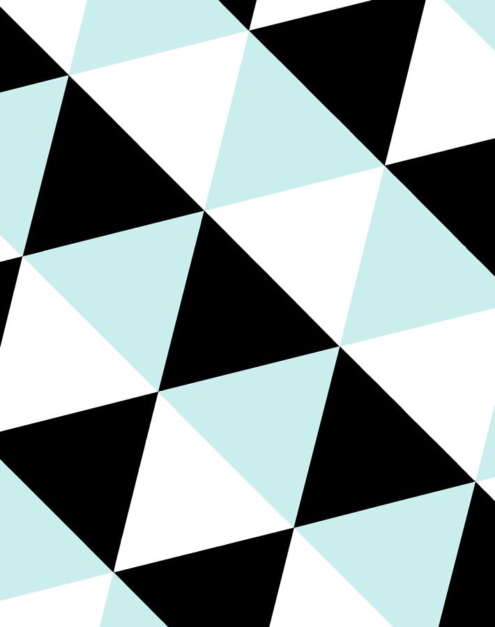 'Optic Triangle' Wallpaper by Clare V. - Baby Blue / Black