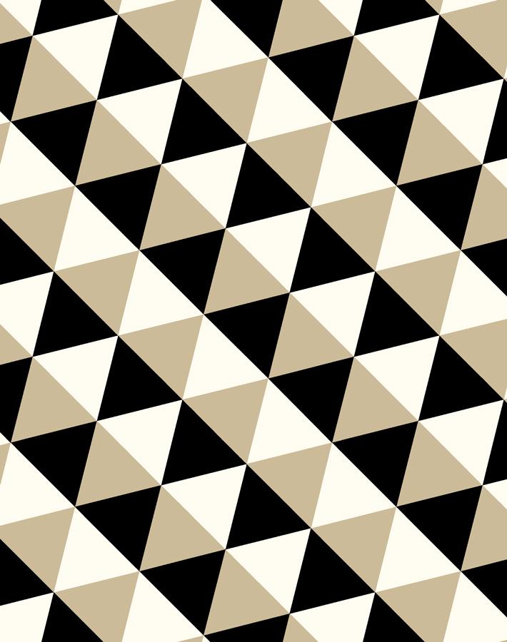 optic triangle wallpaper beige black