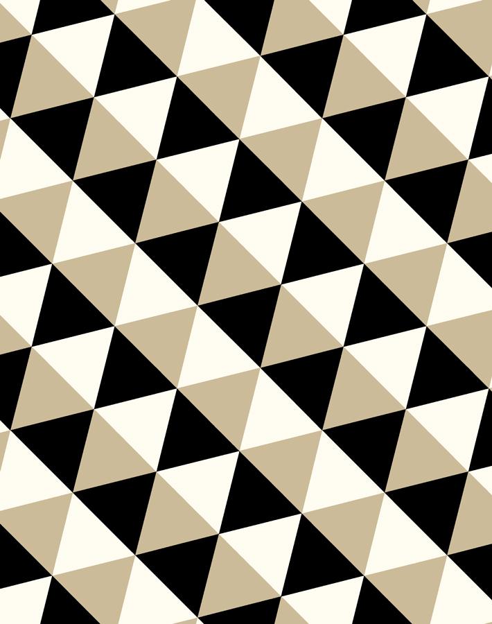 'Optic Triangle' Wallpaper by Clare V. - Beige / Black