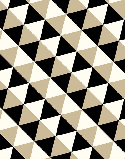 'Optic Triangle' Wallpaper by Clare V. - Beige / Black