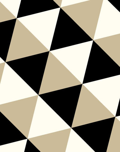 'Optic Triangle' Wallpaper by Clare V. - Beige / Black