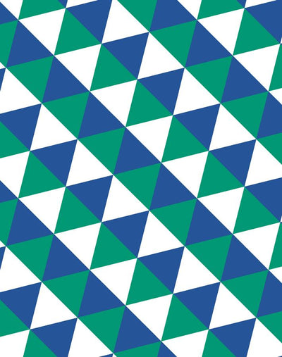 'Optic Triangle' Wallpaper by Clare V. - Green / Blue