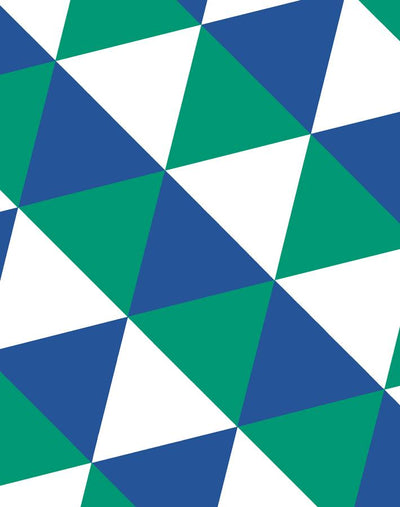 'Optic Triangle' Wallpaper by Clare V. - Green / Blue