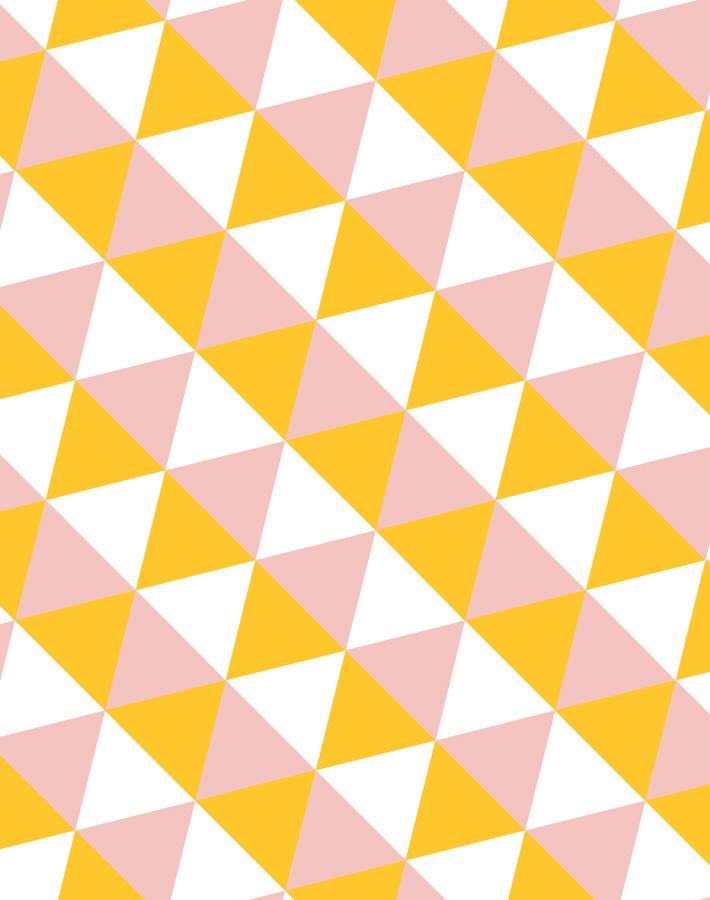 'Optic Triangle' Wallpaper by Clare V. - Marigold / Pink