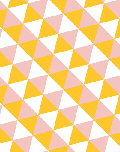 'Optic Triangle' Wallpaper by Clare V. - Marigold / Pink