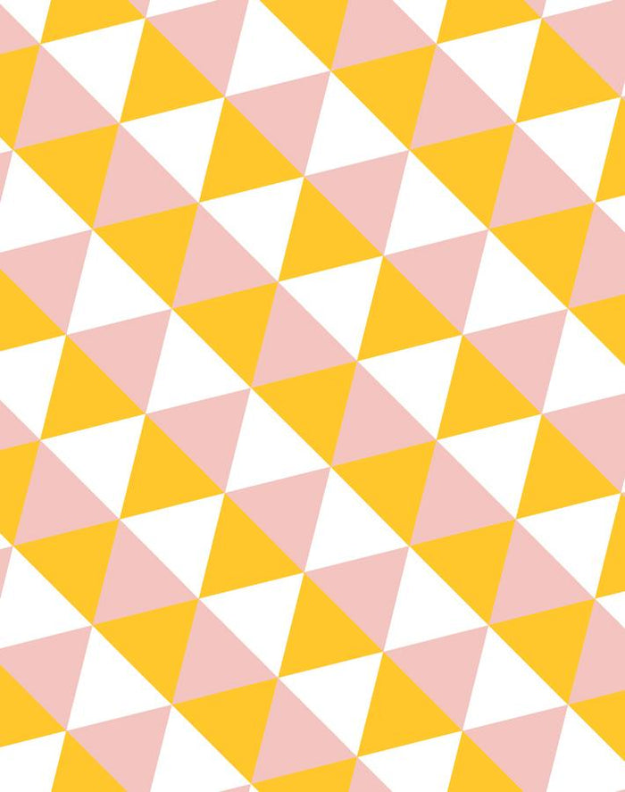 'Optic Triangle' Wallpaper by Clare V. - Marigold / Pink