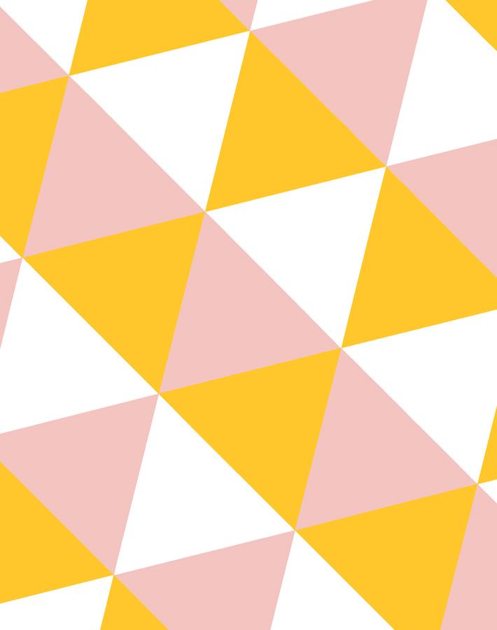 'Optic Triangle' Wallpaper by Clare V. - Marigold / Pink