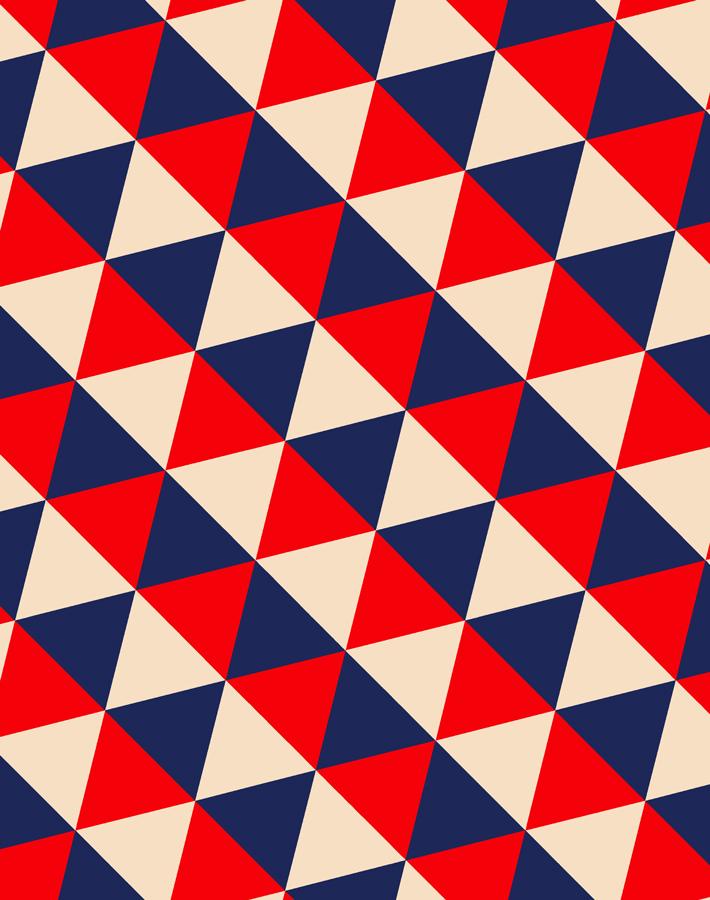 optic triangle wallpaper navy peach