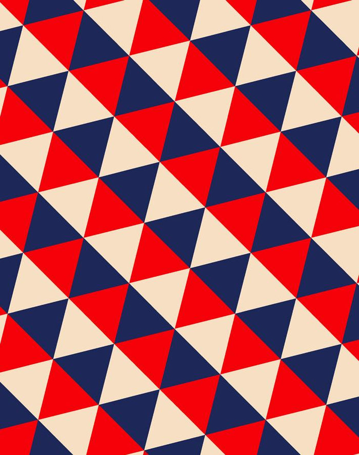 'Optic Triangle' Wallpaper by Clare V. - Navy / Peach