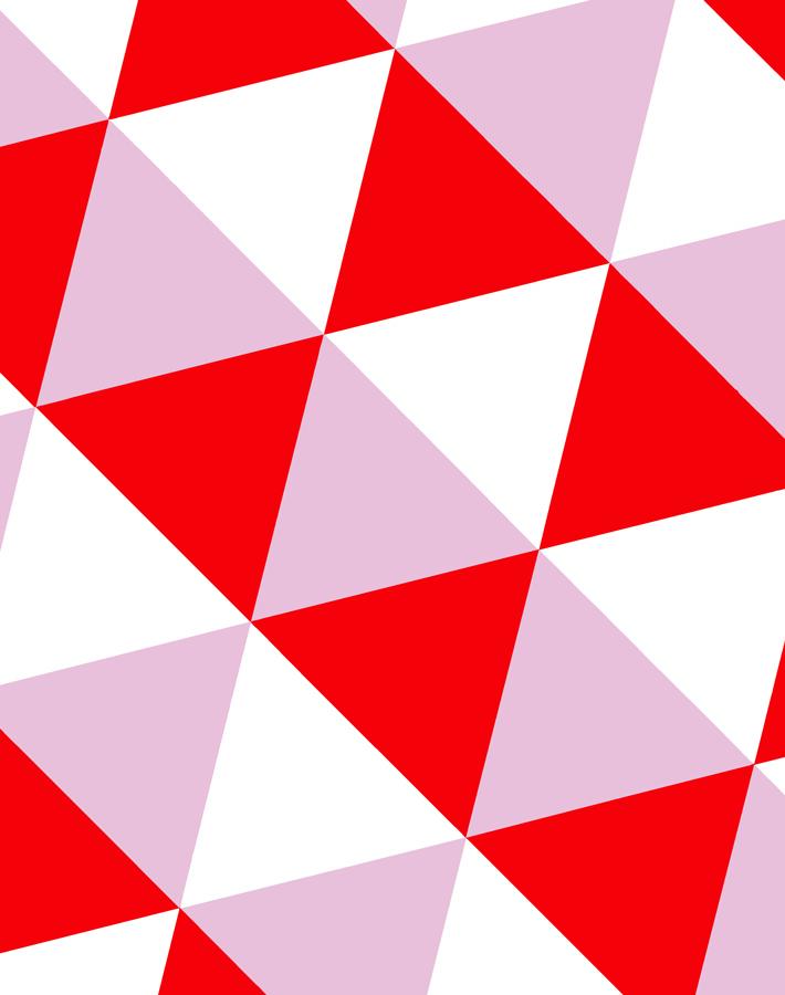 'Optic Triangle' Wallpaper by Clare V. - Red / Lilac