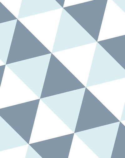 'Optic Triangle' Wallpaper by Clare V. - Sky / Silver