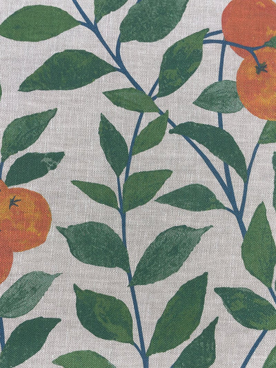 fabric by the yard orange crush natural on organic twill