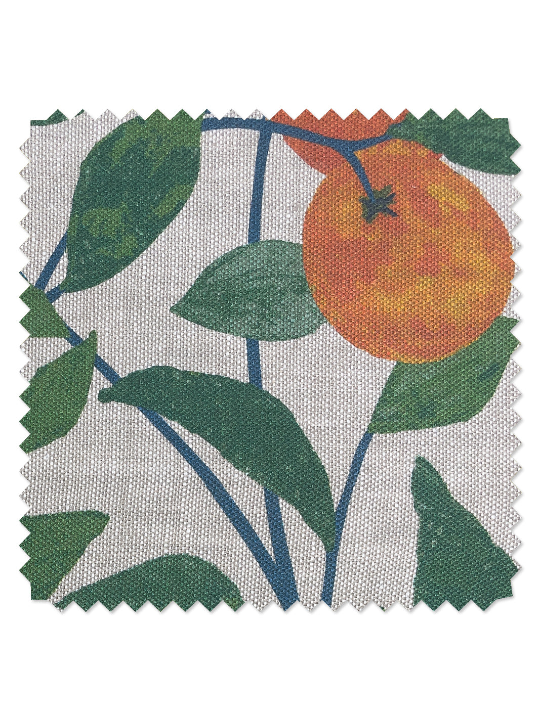 fabric by the yard orange crush natural on flax linen