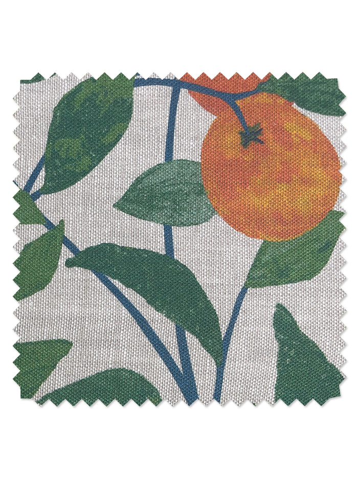 'Orange Crush' Flax Linen Fabric by Nathan Turner - Natural