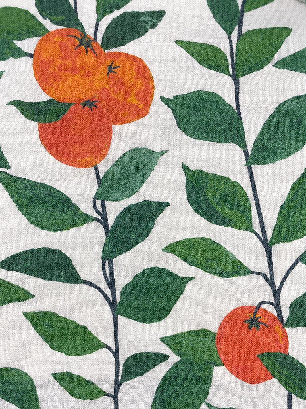 fabric by the yard orange crush natural on organic twill
