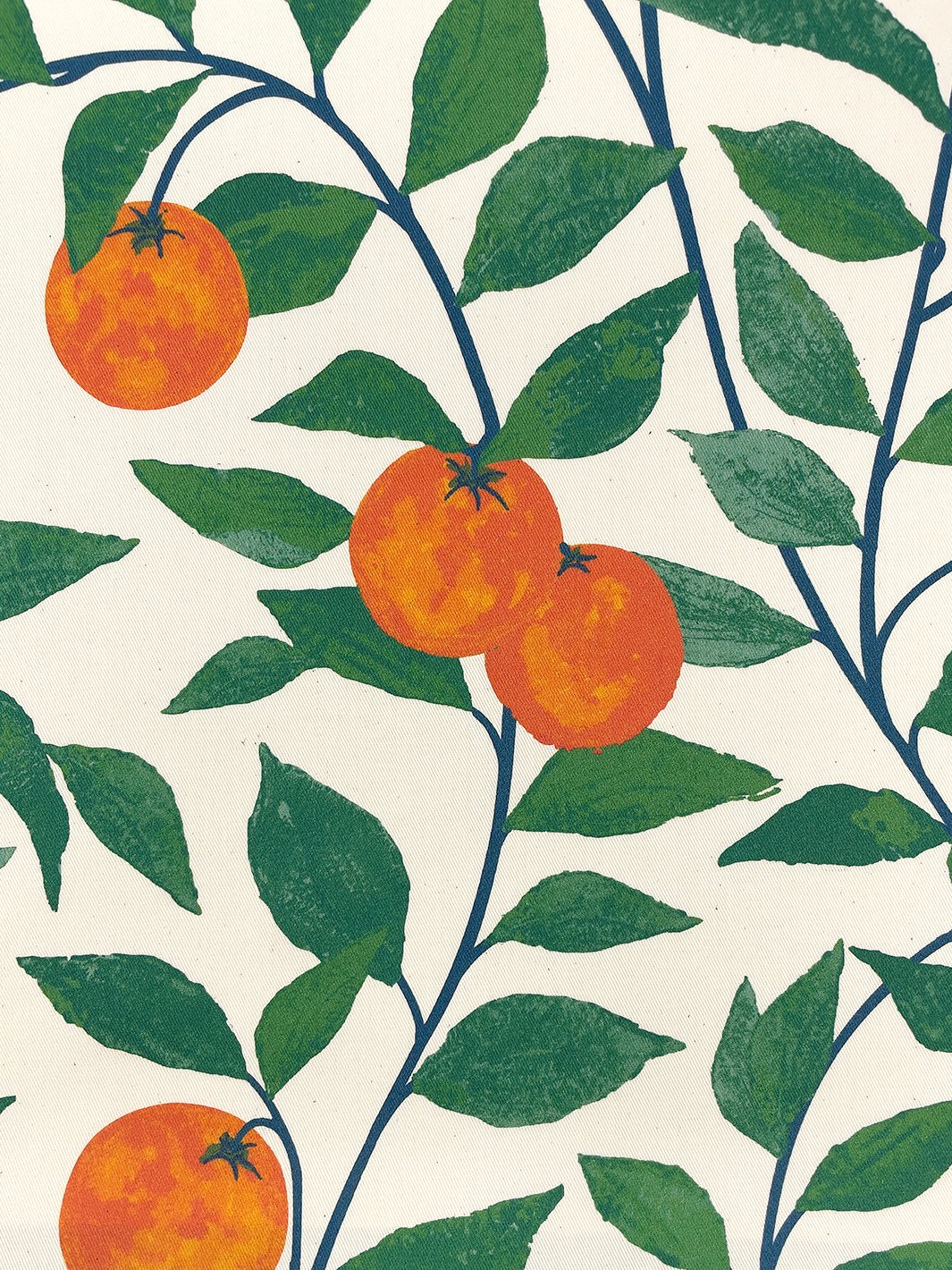 fabric by the yard orange crush natural on flax linen