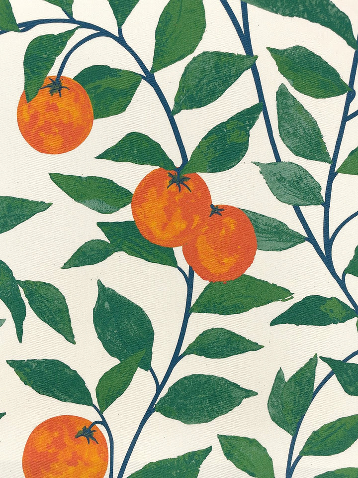 fabric by the yard orange crush natural on flax linen