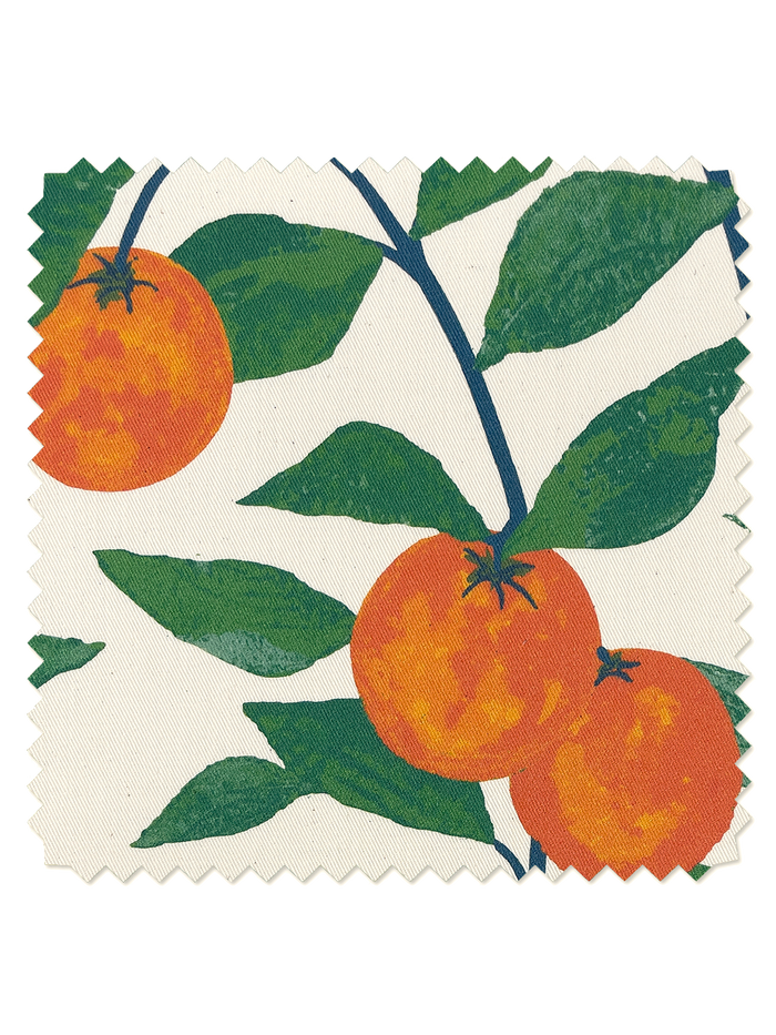 'Orange Crush' Organic Twill Fabric by Nathan Turner - Natural