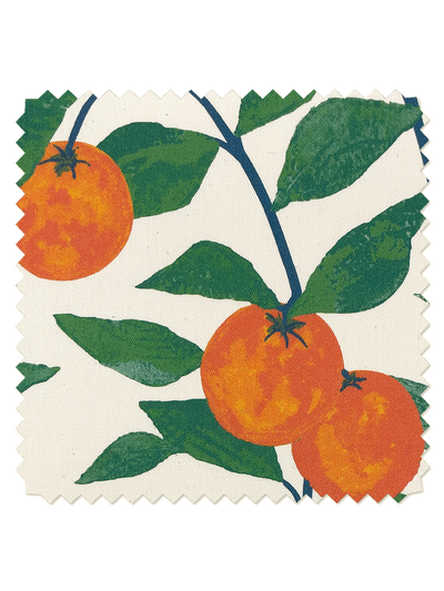 fabric by the yard orange crush natural on flax linen