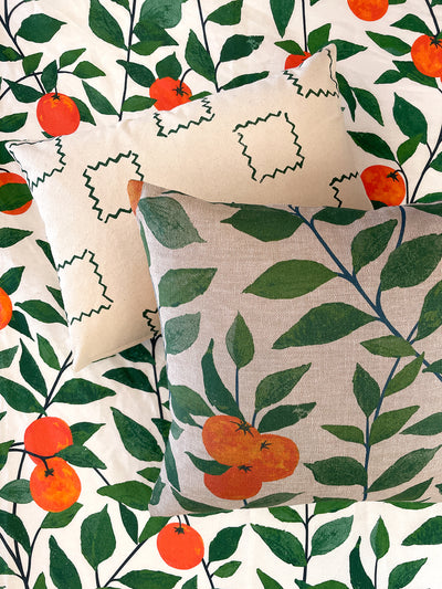 orange crush throw pillow by nathan turner natural on flax linen