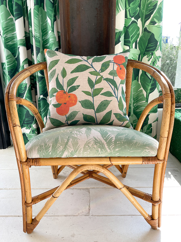 orange crush throw pillow natural on flax linen