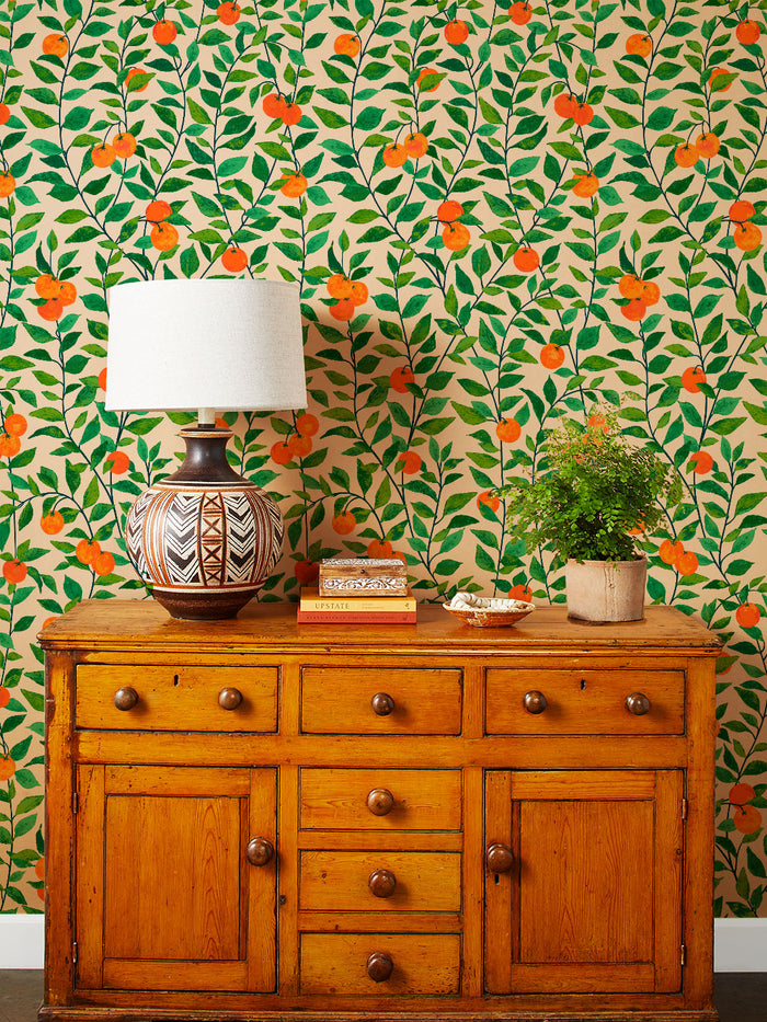 'Orange Crush' Kraft Wallpaper by Nathan Turner - Natural