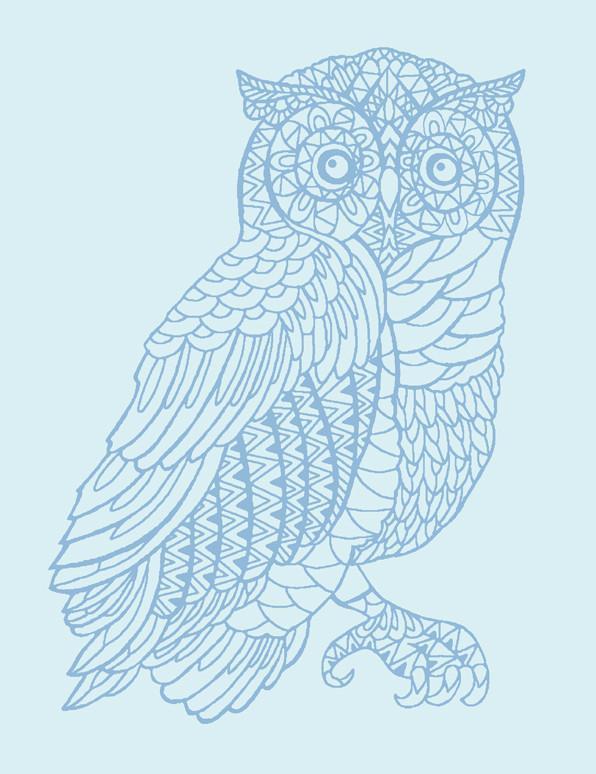 'Otus The Owl' Wallpaper by Wallshoppe - Sky / Cornflower