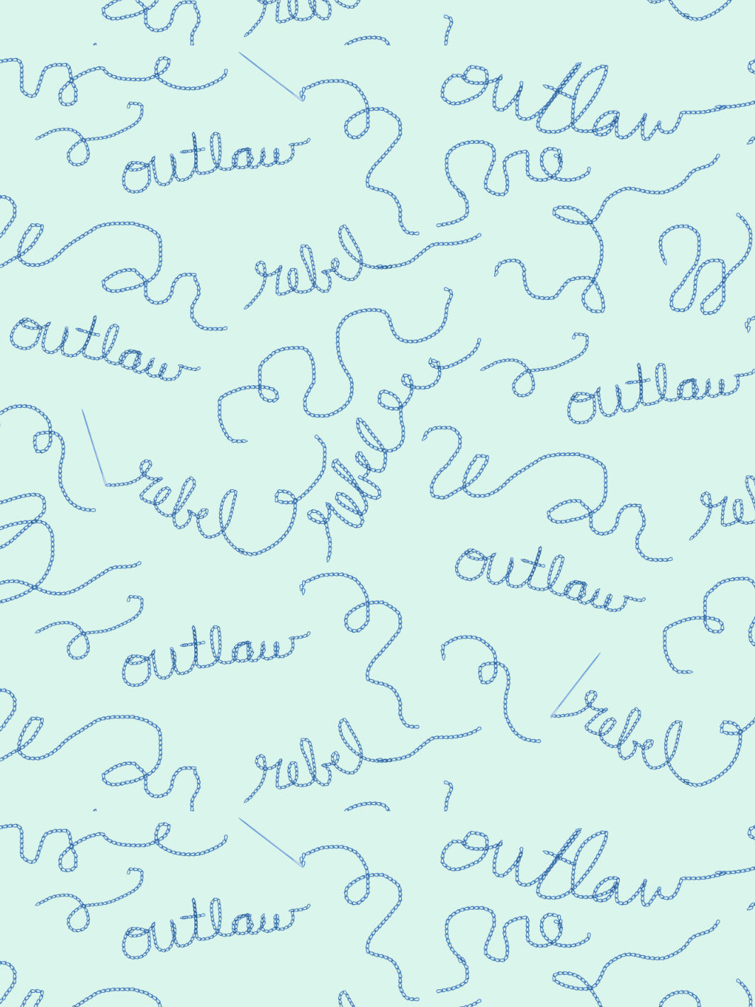 'Outlaws and Rebels' Wallpaper by Lingua Franca- Mint + Blue